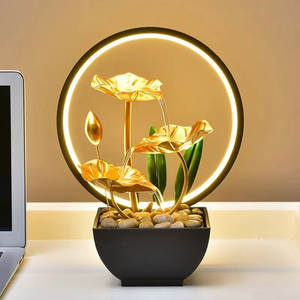 <span class=keywords><strong>Fontaine</strong></span> de lotus à trois niveaux avec lumière LED <span class=keywords><strong>zen</strong></span> réaliste, <span class=keywords><strong>d</strong></span>écoration intérieure en métal pour bureau, maison, chambre à coucher - Product Image 1