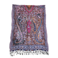 Châle en laine bouillie magnifiquement conçu, broderie florale, teintures organiques multicolores, tissage jacquard, fait main, en laine, pour adulte, hiver