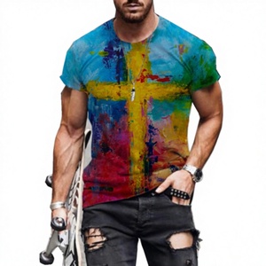 Casual Men's Regular Fit T-Shirt Lightweight Breathable Spandex/Polyester Fabric Custom Logo Printed - Product Image 2