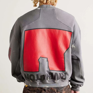 เสื้อสเวตเตอร์ผ้าฝ้ายขนาดใหญ่โอเวอร์ไซส์สำหรับผู้ชายในฤดูหนาวพิมพ์ลายกรดซีดๆพิมพ์โลโก้ออกแบบได้ตามต้องการ - Product Image 3