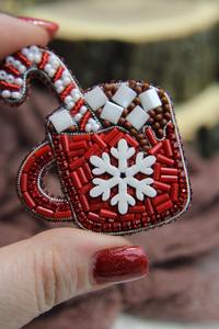 Broche de Flores Hecho a Mano con Cuentas de Vidrio y Tela de Algodón, Diseño Bordado a Mano, Accesorio de Moda de Verano - Product Image 4