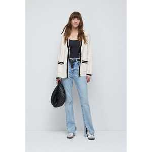 Casual Floral and Solid Print Knit <b>Cardigan</b> with Jacquard and Hand Embroidered Decoration Winter <b>Crocheted</b> Weave - Product Image 2