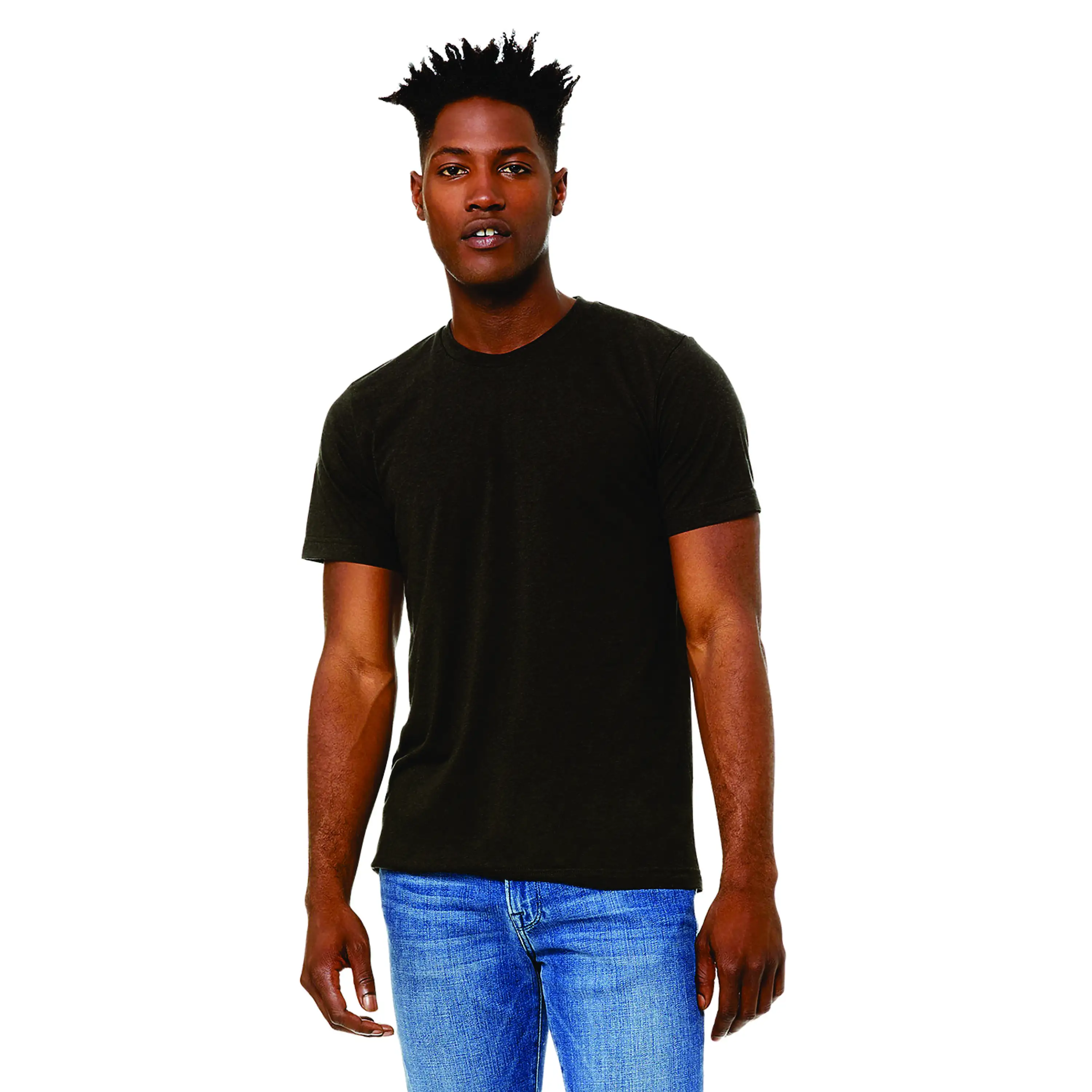 Camiseta de manga curta Rich Espresso Triblend: 50% poliéster, 25% algodão penteado com anel de Airlume, 25% rayon, 40 simples, 3.8 onças, ajuste unissex