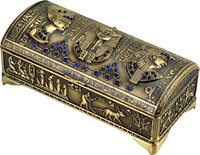Boîte à bijoux décorative de style égyptien antique en métal, fabriquée en Égypte (laiton antique), faite à la main par Adiba Home Decor
