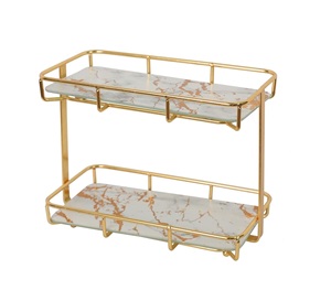 AK ชั้นวางน้ำหอมโลหะทองเหลืองในกรอบสีทองสำเร็จรูปพร้อมชั้นกระจก2ชั้นสำหรับตกแต่งโรงแรม/ตกแต่งภายในบ้าน - Product Image 4