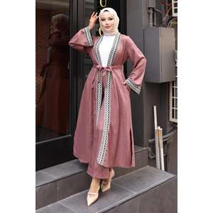 Ensemble Kimono Ethnique Décontracté 87810 100% Coton 2 Pièces Haut Long et Kimono Longueur Midi Tailles XS et XXS Disponibles Motif Rose - Product Image 1