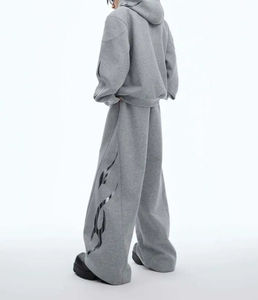 Survêtements surdimensionnés personnalisés avec strass, style ample, survêtements délavés à l'acide, ensemble sweat-shirt à capuche zippé et pantalon de survêtement pour hommes - Product Image 2