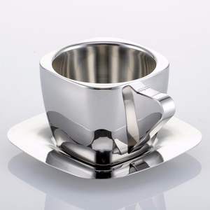 Ensemble de tasses à café de vente chaude tasse à café en acier inoxydable 304 avec cuillère et plateau tasse à café et lait européenne avec poignée - Product Image 6