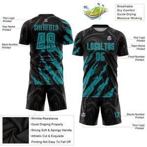 Alta calidad barato sublimación impresión personalizada azul amarillo niños camiseta de fútbol - Product Image 3