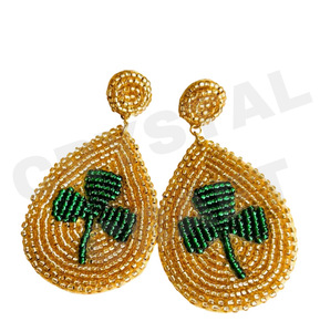 Pendientes con cuentas de gota de corazón para mujer Color patriótico naranja blanco azul para boda o día conmemorativo - Product Image 6