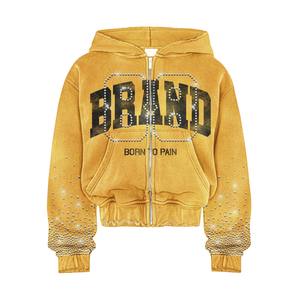 Strass personnalisés vintage dernière conception ensemble de jogging sérigraphie lavage à l'acide surdimensionné lourd GSM coton polaire unisexe survêtement - Product Image 2