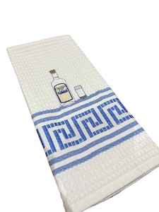 Paño de Cocina de Algodón Bordado con Tema Griego, Patrón Azul con Llaves Griegas, Estilo Popular, Promoción de Regreso a Clases, para el Hogar - Product Image 2