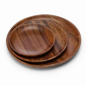 Venta al por mayor de cena de madera maciza para plato cargador, plato negro para servir comida y fruta para fiesta de glowin fashion - Product Image 5