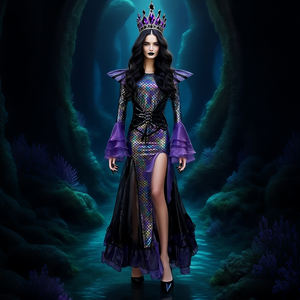 Costume de performance de sirène sombre pour femmes Halloween 2026, longue robe de cosplay pour les personnages de jeux de type Echo - Product Image 2