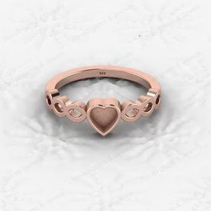 Anillo de Compromiso de Plata de Ley 925 Genuina de Alta Calidad con Engaste de Bisel de Media Marquesa de Corazón de 5x5 mm, Joyería Fina de Recuerdo - Product Image 4