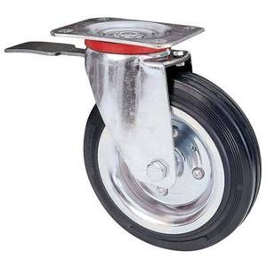 80BIS AVO A/ZINC/BLACK <b>RUBBER</b> SWIVEL FORK WHEEL with <b>STOP</b> 150X40 115X85 Vehicle Equipment - Product Image 1