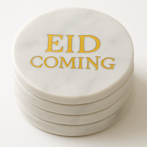 Dessous de verre en marbre élégant avec texte de l'Aïd en or un objet décoratif parfait pour célébrer l'occasion spéciale de l'Aïd idéal pour le Ramadan - Product Image 2