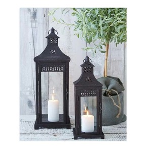 Lanterne à bougie en fer rustique avec fenêtres en verre offrant un affichage sûr et magnifique des bougies à l'intérieur et à l'extérieur - Product Image 5