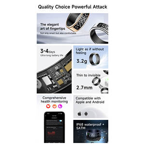 Bague connectée en alliage, étanche IP68, écran LED tactile, contrôle par application, moniteur de santé, suivi du sommeil, compatible 4G Android iOS - Product Image 5