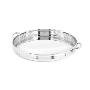 Plateau de service fantaisie design de forme ronde plateau à chocolat de table décoratif couleur argent nickelé plats et assiettes sans danger pour les aliments - Product Image 1