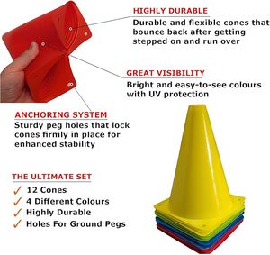 Cônes d'agilité en PVC de haute qualité et bon marché pour l'entraînement sportif en intérieur/extérieur, qualité assurée, marqueurs de football, de soccer et de basketball - Product Image 6