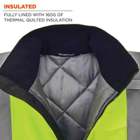 Veste matelassée imperméable et respirante pour homme en toile, à col montant et capuche, avec éléments de sécurité réfléchissants et multiples poches cargo sur le devant