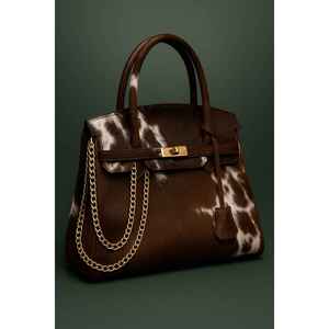 High Quality Cowhide Leather Top-<b>Handle</b> Tote <b>Handbag</b> with Chain Durable and Stylish for Daily Use for Summer and Autumn - Product Image 2