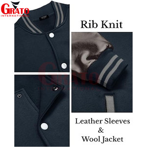 Casual High School Letterman <b>Baseball</b> Varsity Jacket for Men Customized Leather Sleeves Formal Style Stand Woolen Fabric - Product Image 5
