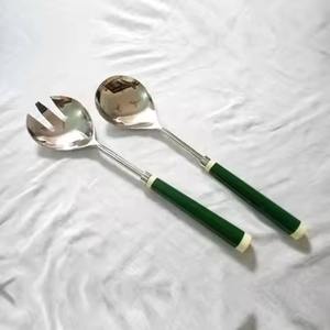 Luxury Stainless Steel Silver Polished <b>Salad</b> <b>Server</b> with Twig Handmade Handle For Dining Table <b>Salad</b> <b>Server</b> Set - Product Image 6