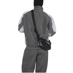 Ensemble survêtement homme de haute qualité avec veste imperméable à rayures latérales et pantalon droit - Product Image 5