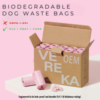Vente chaude Sacs à déchets biodégradables en PBAT PLA à base d'amidon de maïs Sacs à déchets pour animaux de compagnie portables Mini sacs à litière pour chats Fournitures pour animaux de compagnie