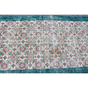 Alfombra Vintage, Alfombra Decorativa de 3.5x6.1 pies, Alfombra Turca de Lana con Rayas Verdes - Product Image 4