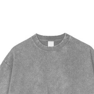 T-shirt lourd lavé à la pierre acide pour hommes surdimensionné recadrée Boxy Fit goutte épaule Style Streetwear maillot personnalisable - Product Image 3