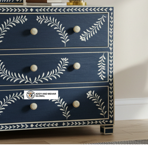 Fournisseur indien propose une commode à 3 tiroirs en incrustation d'os de qualité supérieure, bleue, pour la chambre à coucher, meuble de rangement pour les intérieurs de luxe - Product Image 4