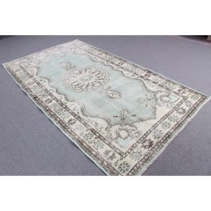 Alfombra Vintage de 4.8x8.7 pies, Alfombra Turca, Alfombra de Lana con Diseño Floral Azul - Product Image 2