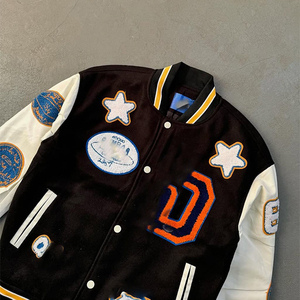 Chaqueta universitaria de invierno para hombre y mujer, parches de chenilla bordados de lona, estilo Vintage - Product Image 4