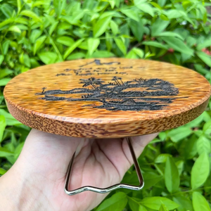 VIET FARGIMEX Décor de bureau en bois de noix de coco rond gravé sur mesure Décoration de bureau unique pour souvenirs Cadeaux - Product Image 5