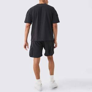 ชุดกีฬาฤดูร้อนใหม่สำหรับผู้ชาย เสื้อยืดแขนสั้นและกางเกงขาสั้น ชุดสองชิ้น ชุดคู่ ยูนิเซ็กซ์ ผ้าฝ้าย ชุดลำลองถักนิตติ้ง - Product Image 3