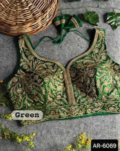 Latest Fashionable South Indian Pure Cotton Silk Blouse Casual and Wedding Wear Heavy Embroidery Work Blouse Collectionas - Product Image 5