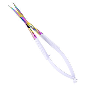 Ciseaux à sourcils professionnels à ressort, couleur or et noir, lames droites et pointues, acier métallique, ciseaux à sourcils de beauté - Product Image 4