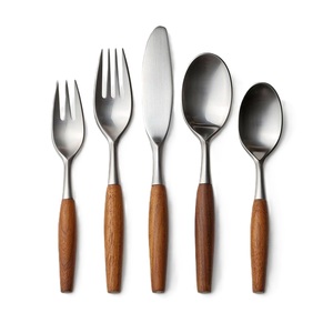 Increíble Juego de Cubiertos de Acero Inoxidable con Mango de Madera para Uso en el Hogar, Hoteles y Restaurantes, de Gran Calidad - Product Image 1
