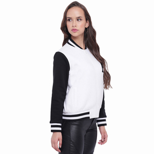 Chaqueta corta de material de algodón para mujer Letterman Varsity con manga larga para mujer, chaquetas universitarias de béisbol de talla grande para mujer, servicio OEM - Product Image 4