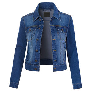 Wholesale Custom Denim <b>Jean</b> Jacket <b>Woman</b> Blue <b>Jean</b> <b>Stretch</b> Denim Jacket Made in Pakistan - Product Image 1