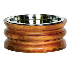 Cuenco para mascotas hecho a mano de madera de acacia y acero inoxidable para perros/gatos, cuenco de agua antideslizante de madera resistente para mascotas, comedero para perros - Product Image 1