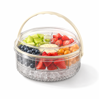 Plateau de service portable réfrigéré avec base à glace et couvercle pour fruits, collations et traiteur