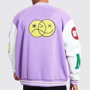 Vente en gros Veste universitaire en laine personnalisée Chenille broderie Logo Vintage manches en cuir Baseball Letterman Vestes Hommes - Product Image 3