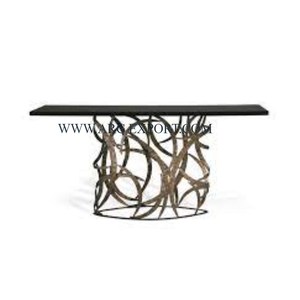 Table console de couloir de luxe en métal fer noir enduit de poudre Qualité exclusive Table console de meubles de décoration intérieure de grande taille - Product Image 3