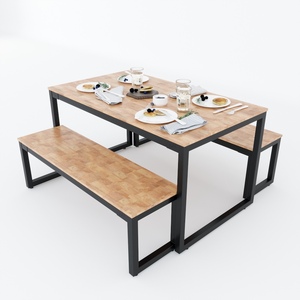 Rubber Wood Dining Bench with Iron Frame 130x36cm GBD012 - Product Image 3