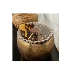 Cuenco para servir de Chocolate de Metal dorado árabe de calidad de lujo, vajilla para hoteles y bodas para postre, servidor de dulces, buen precio - Product Image 1