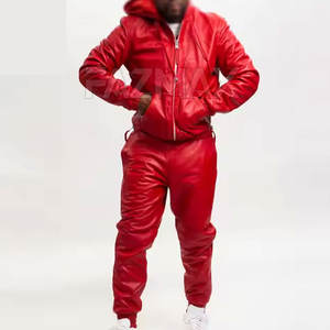 Survêtement en cuir pour hommes de couleur personnalisée Vêtements décontractés pour hommes Survêtement en cuir de mode pour hommes fabriqué par les fabricants OEM - Product Image 5